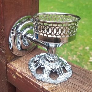 Silver Toothbrush / Cup Holder Bathroom Decor